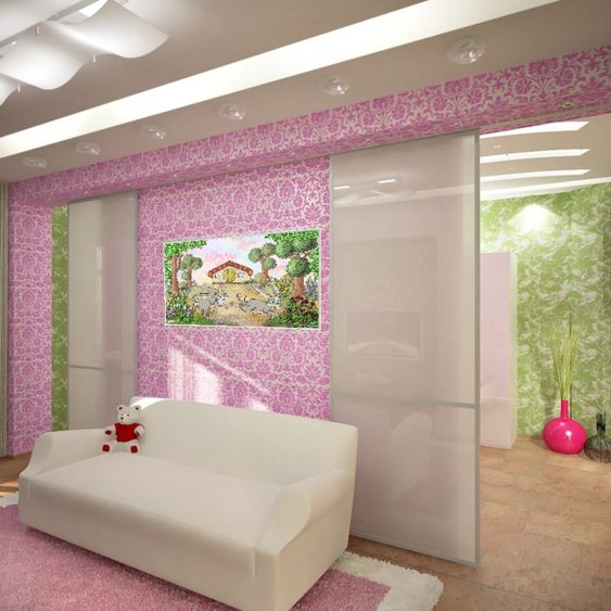 Example of a room with a printable picture Friendly bunnies
